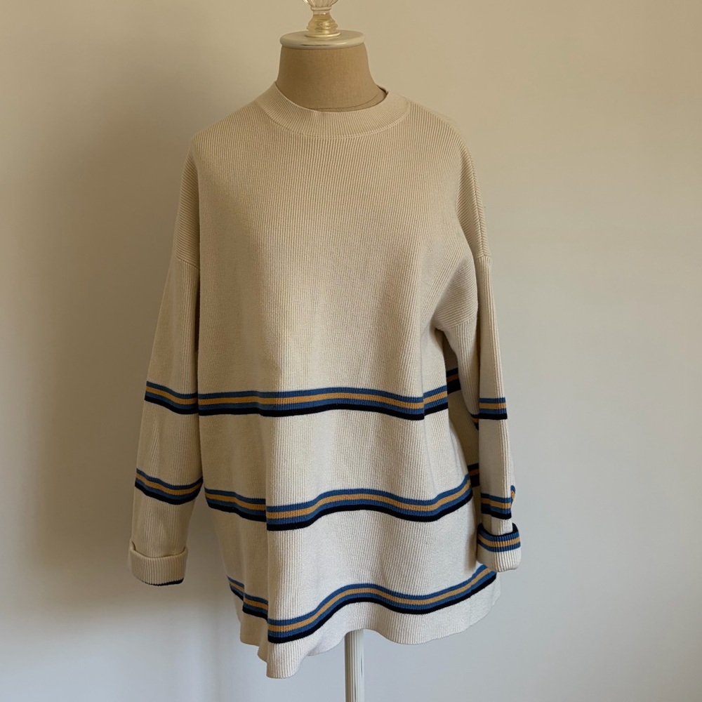 Lillusory Oversized Knit Sweater Multicolor Striped Pullover S